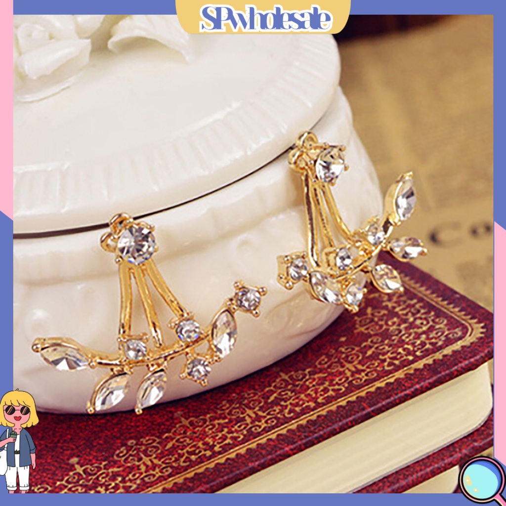 {SPwholesale} Bông tai hình chiếc lá đính đá phong cách cổ điển dành cho nữ