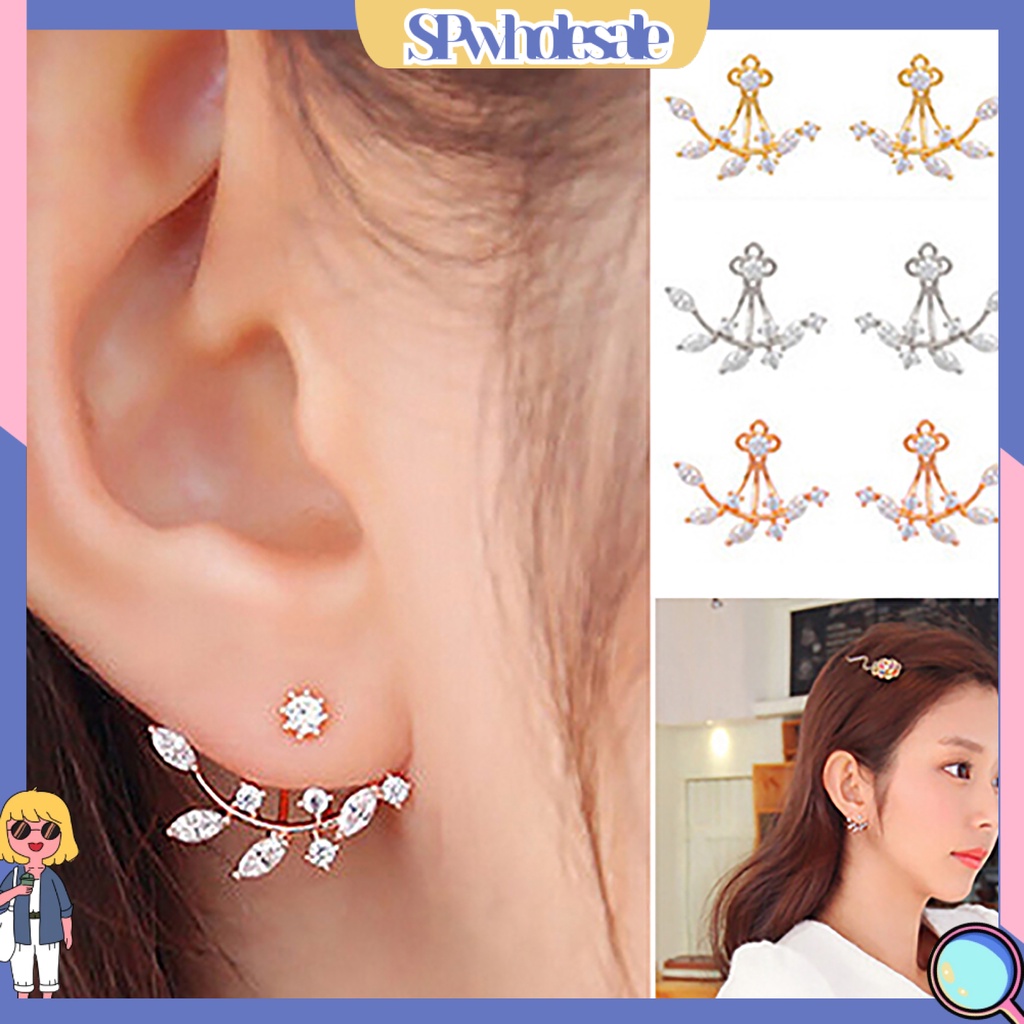 {SPwholesale} Bông tai hình chiếc lá đính đá phong cách cổ điển dành cho nữ