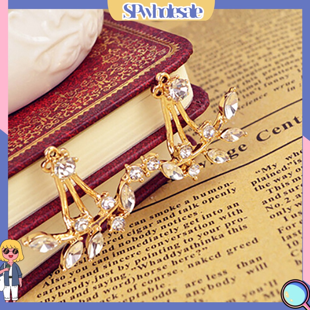 {SPwholesale} Bông tai hình chiếc lá đính đá phong cách cổ điển dành cho nữ