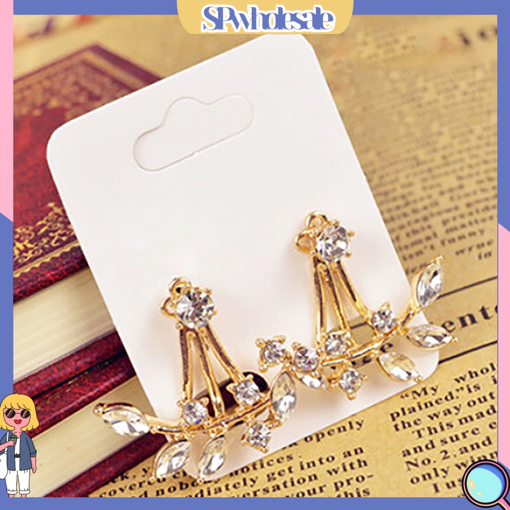 {SPwholesale} Bông tai hình chiếc lá đính đá phong cách cổ điển dành cho nữ