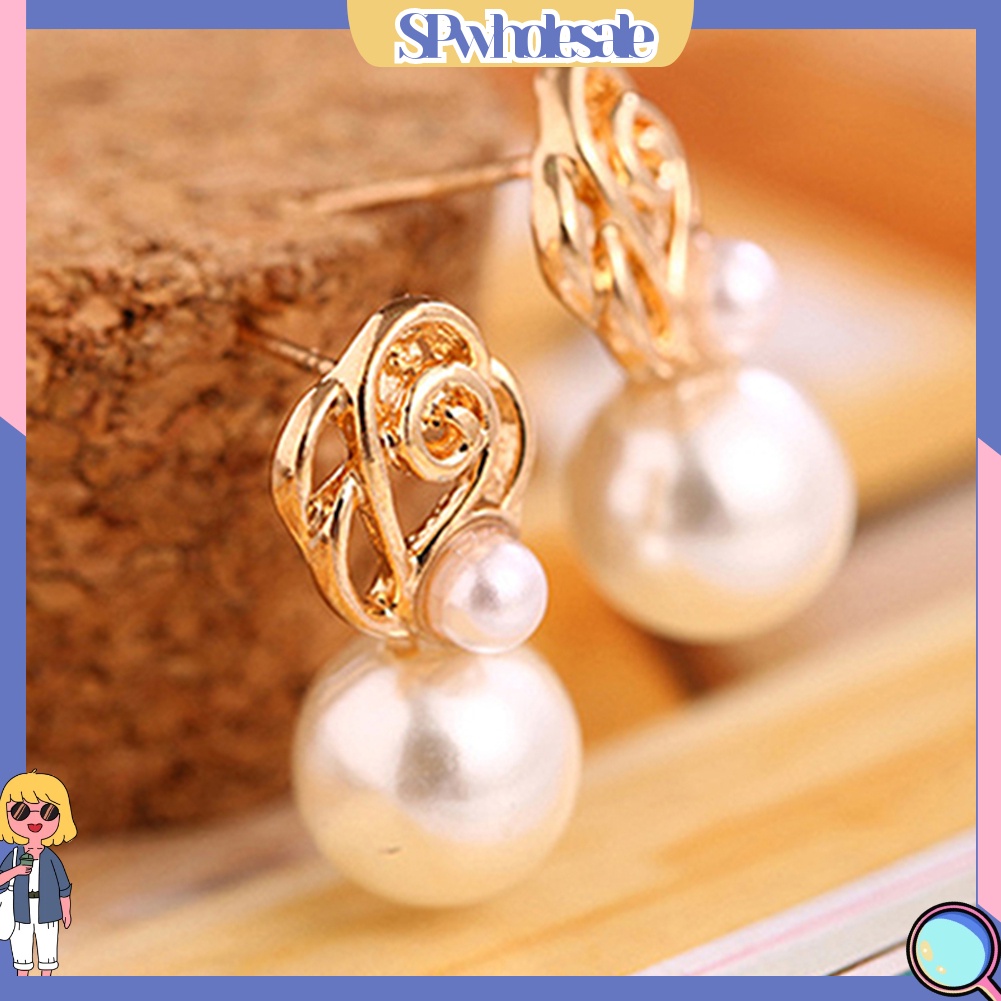 {SPwholesale} Khuyên tai đính ngọc trai giả thời trang thanh lịch dành cho nữ