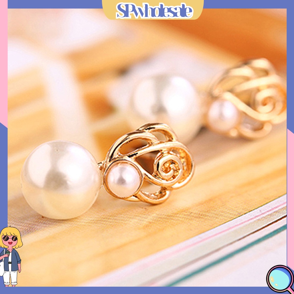 {SPwholesale} Khuyên tai đính ngọc trai giả thời trang thanh lịch dành cho nữ