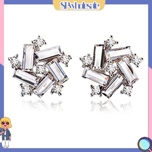 SPwholesale| Đôi khuyên tai dạng nụ hình cối xay gió đính đá giả kim cương màu bạc dành cho bạn nữ