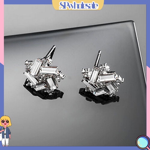 SPwholesale| Đôi khuyên tai dạng nụ hình cối xay gió đính đá giả kim cương màu bạc dành cho bạn nữ