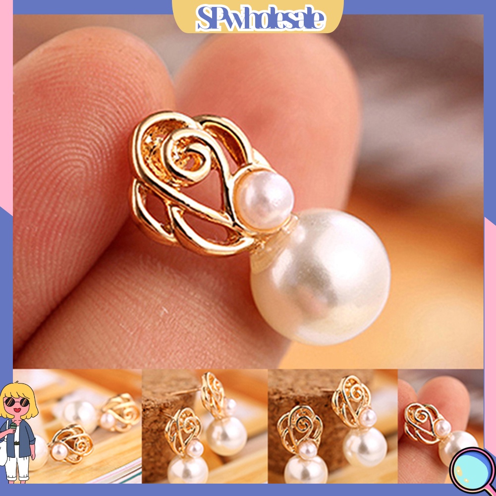 {SPwholesale} Khuyên tai đính ngọc trai giả thời trang thanh lịch dành cho nữ