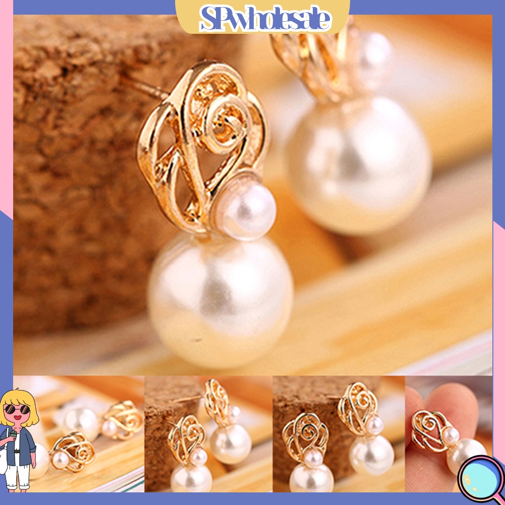 {SPwholesale} Khuyên tai đính ngọc trai giả thời trang thanh lịch dành cho nữ