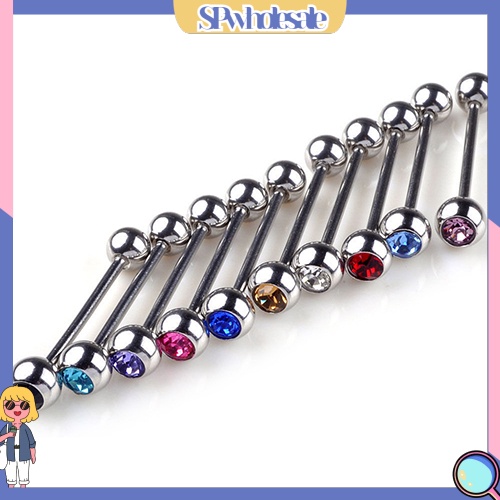 {SPwholesale} Set 10 khuyên lưỡi đính đá pha lê thời trang dành cho unisex