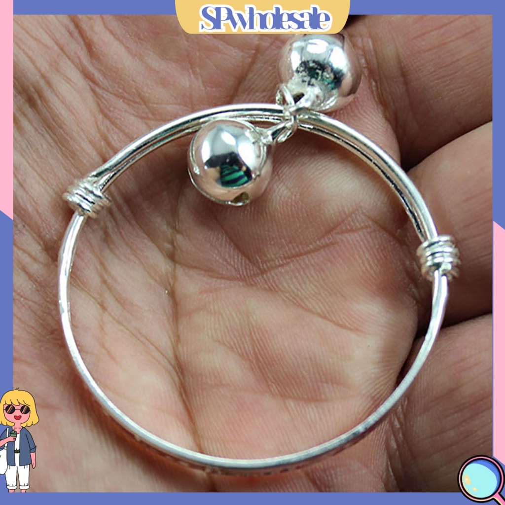 Set 2 vòng tay mạ bạc có gắn chuông xinh xắn cho bé
