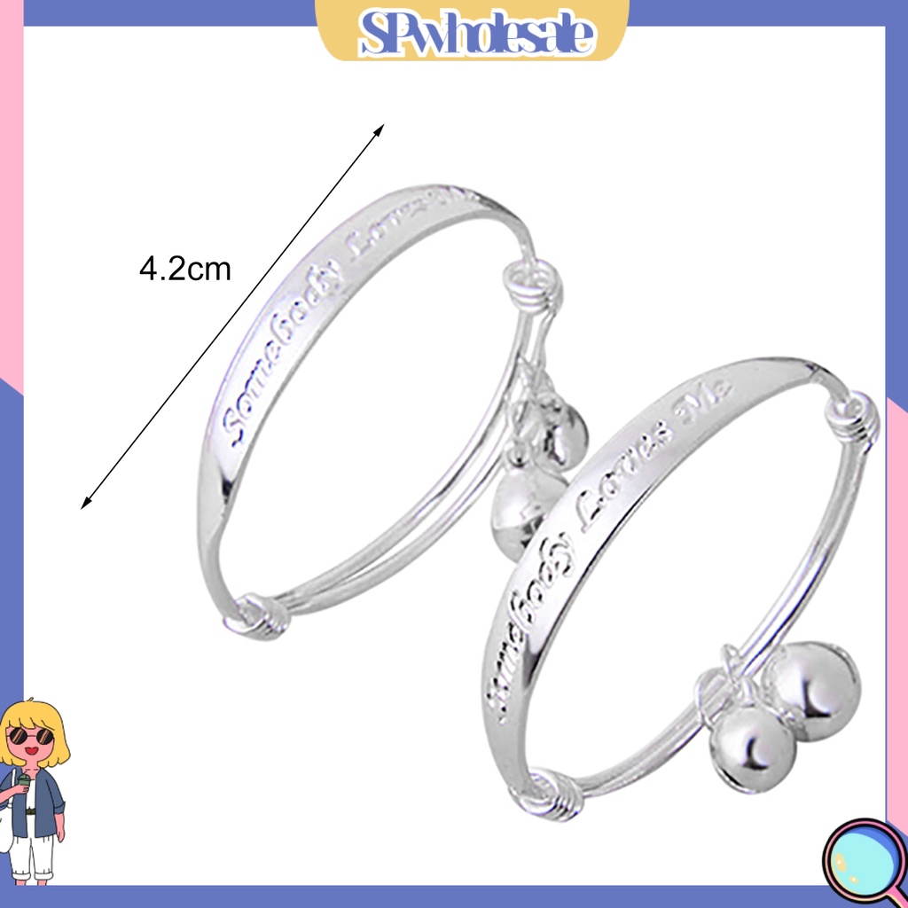 Set 2 vòng tay mạ bạc có gắn chuông xinh xắn cho bé