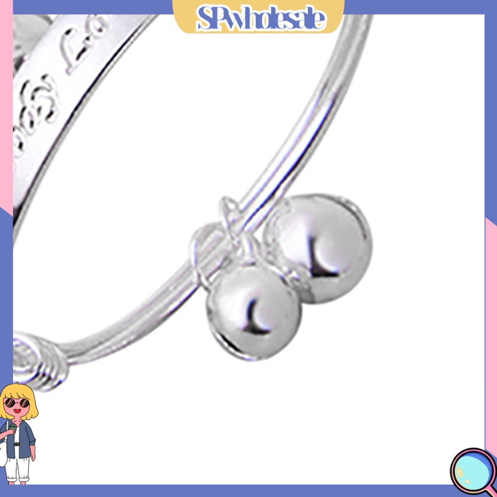 Set 2 vòng tay mạ bạc có gắn chuông xinh xắn cho bé