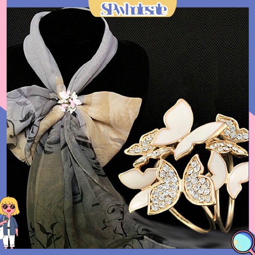 {SPwholesale} Ghim cài khăn choàng hình bươm bướm đính đá pha lê dành cho nữ