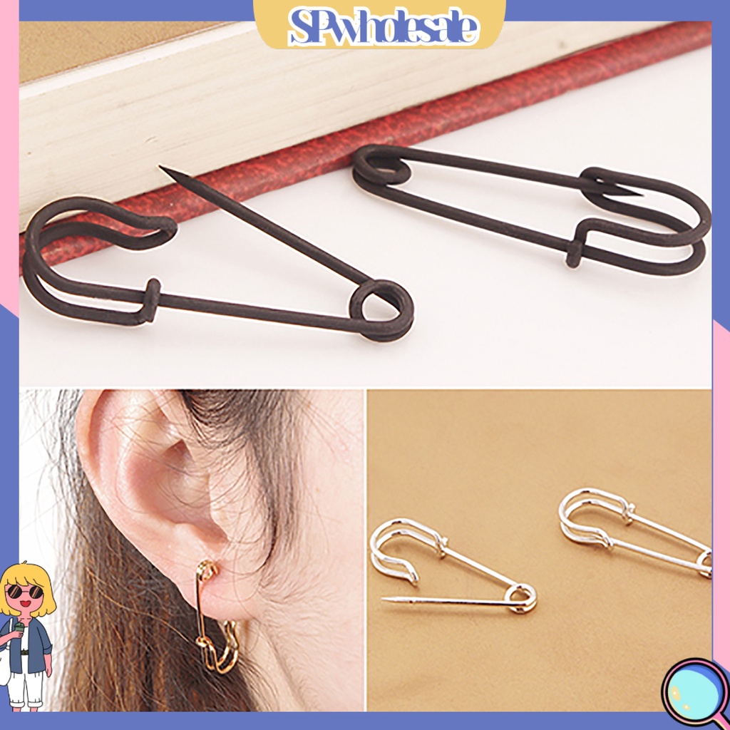 {SPwholesale} Đôi bông tai dạng xỏ bằng đồng hình ghim cài áo độc đáo xinh xắn dành cho nữ