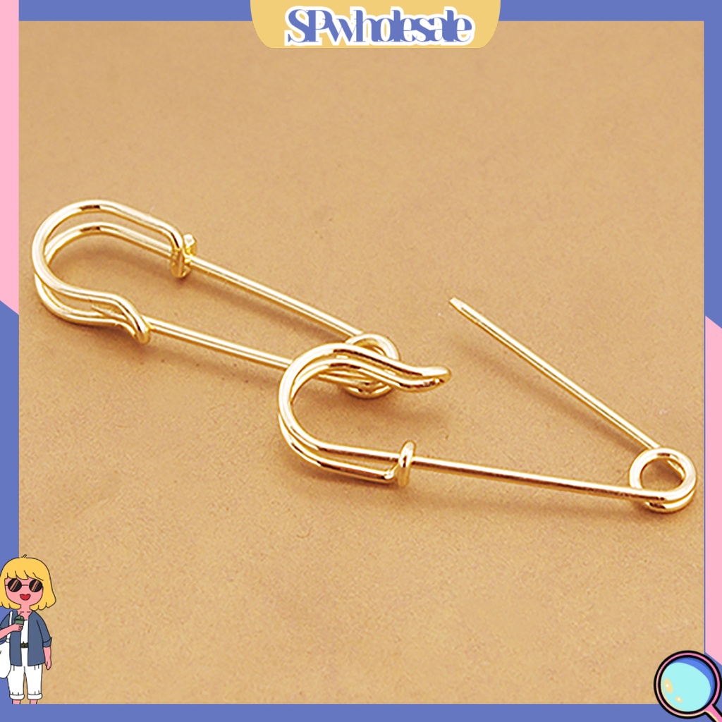 {SPwholesale} Đôi bông tai dạng xỏ bằng đồng hình ghim cài áo độc đáo xinh xắn dành cho nữ