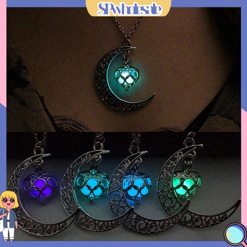 {SPwholesale} Dây chuyền hình mặt trăng đính đá phát sáng