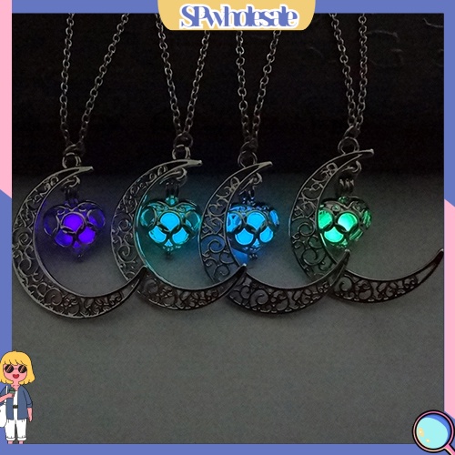 {SPwholesale} Dây chuyền hình mặt trăng đính đá phát sáng