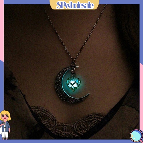 {SPwholesale} Dây chuyền hình mặt trăng đính đá phát sáng