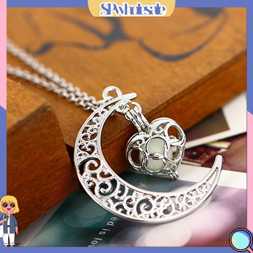 {SPwholesale} Dây chuyền hình mặt trăng đính đá phát sáng