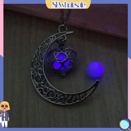 {SPwholesale} Dây chuyền hình mặt trăng đính đá phát sáng