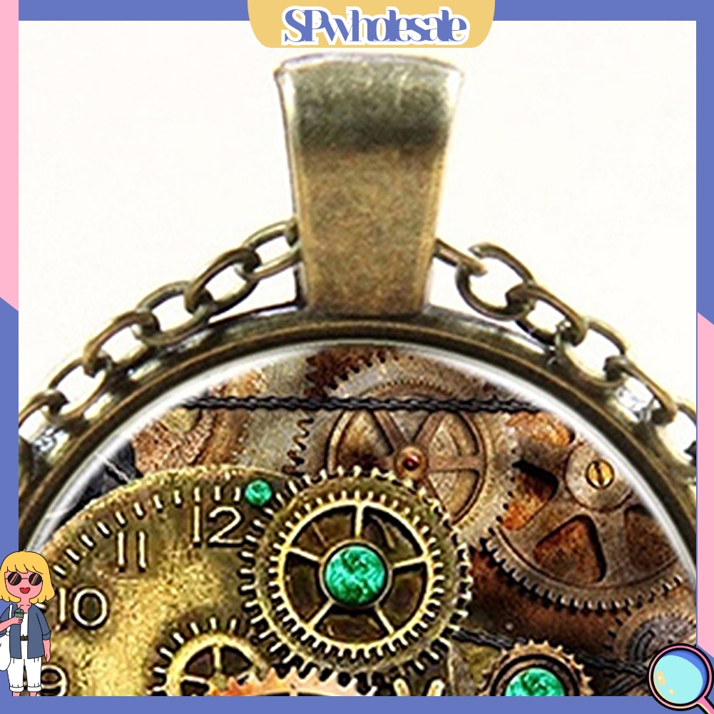 {SPwholesale} Dây chuyền mặt tròn họa tiết bánh răng đồng hồ cổ điển cá tính dành cho cả nam và nữ