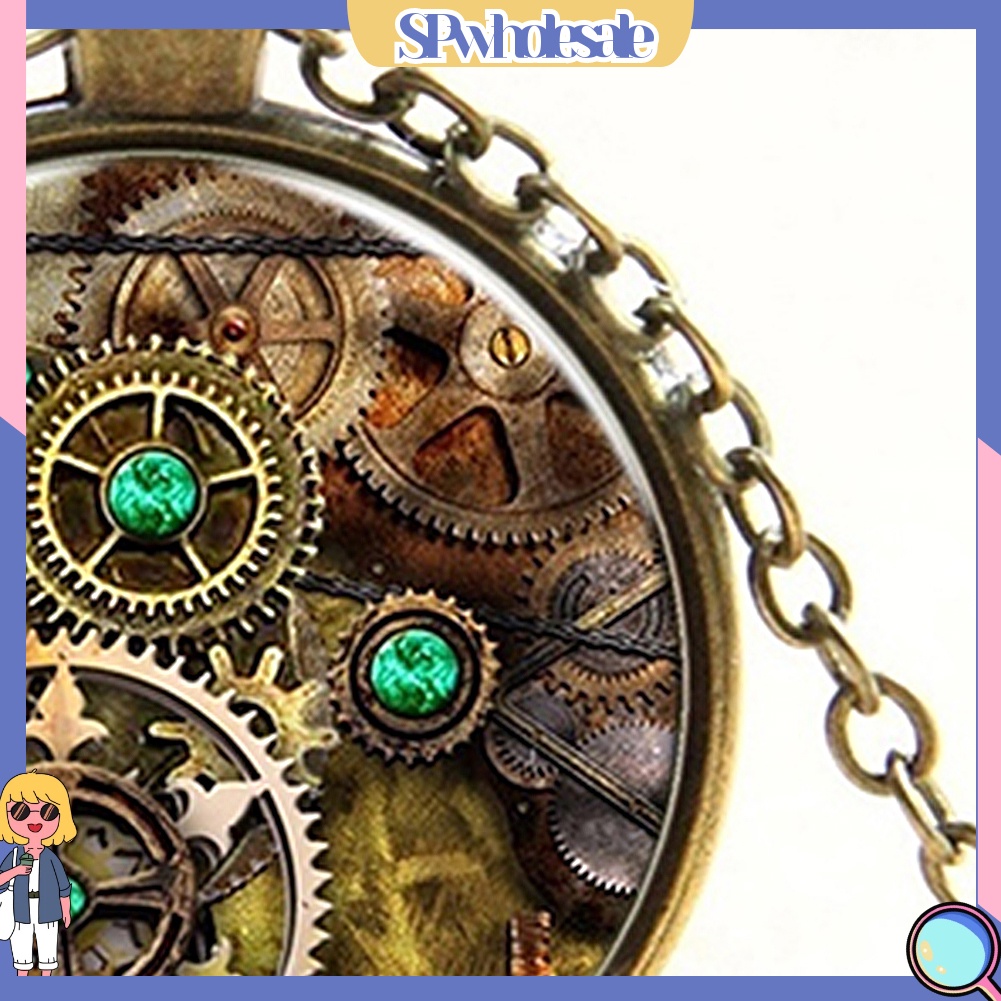 {SPwholesale} Dây chuyền mặt tròn họa tiết bánh răng đồng hồ cổ điển cá tính dành cho cả nam và nữ