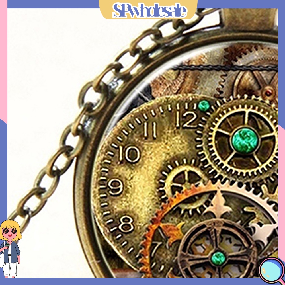 {SPwholesale} Dây chuyền mặt tròn họa tiết bánh răng đồng hồ cổ điển cá tính dành cho cả nam và nữ