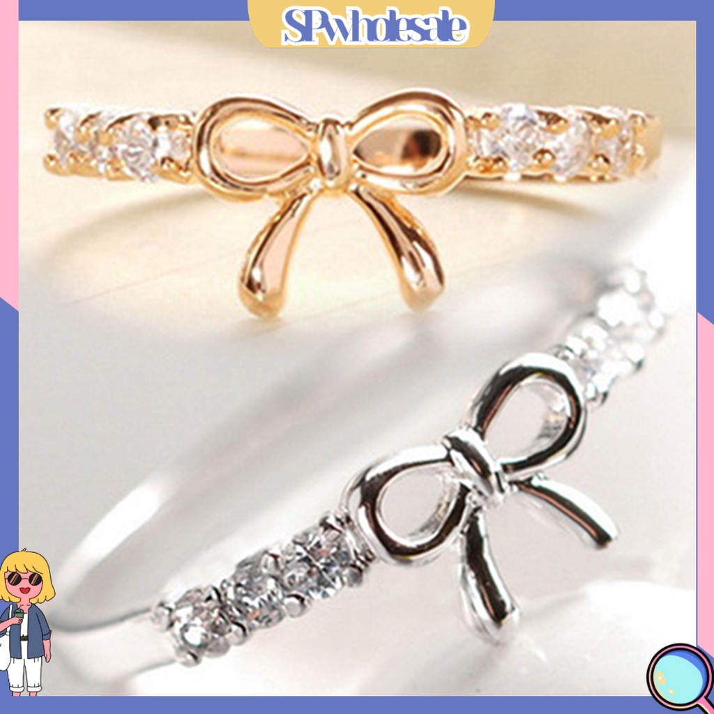 {SPwholesale} Nhẫn kim loại đính đá đơn giản thời trang dành cho nữ