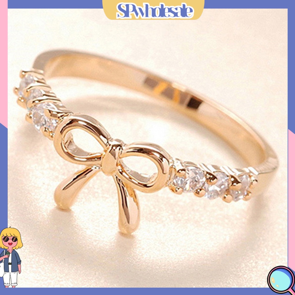 {SPwholesale} Nhẫn kim loại đính đá đơn giản thời trang dành cho nữ