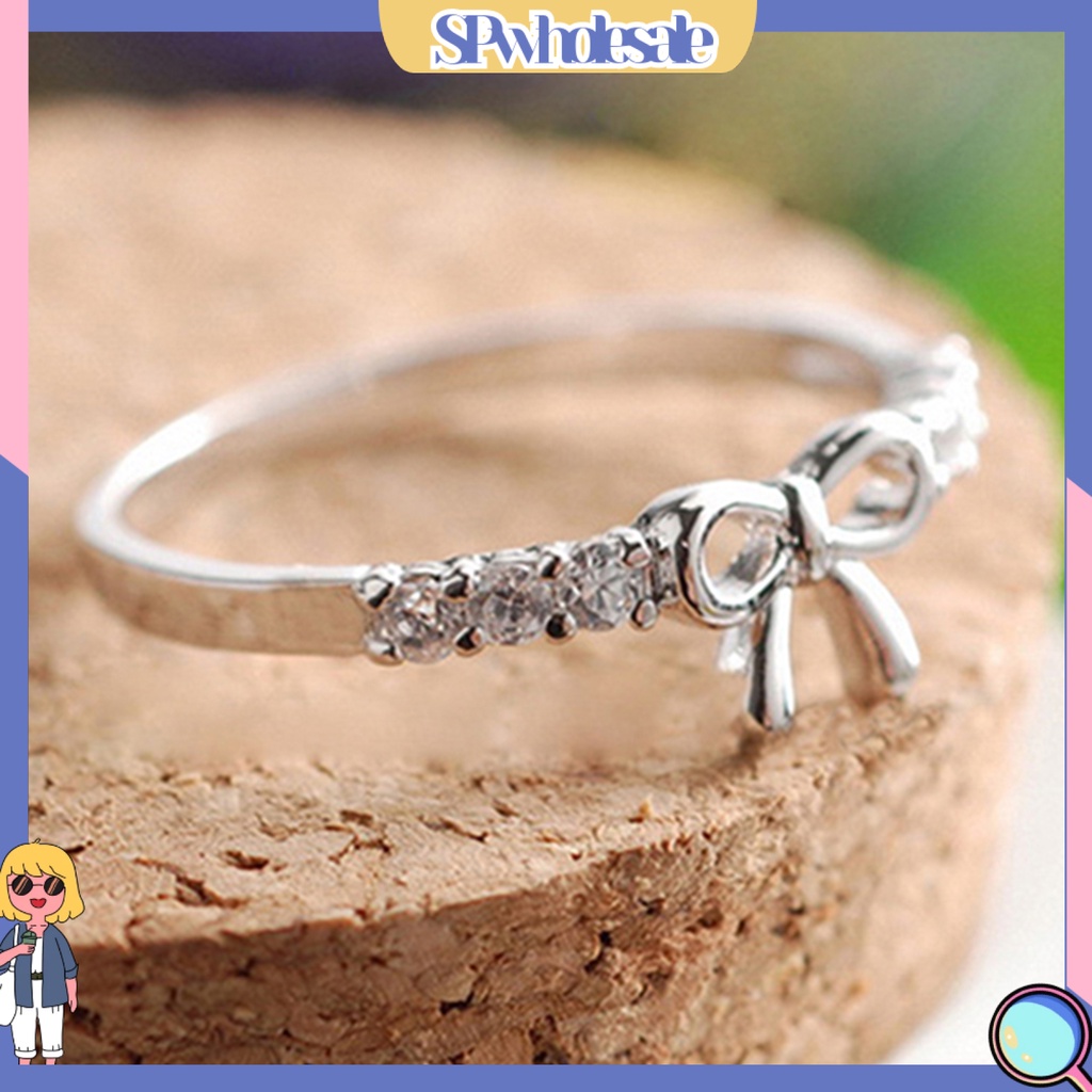 {SPwholesale} Nhẫn kim loại đính đá đơn giản thời trang dành cho nữ