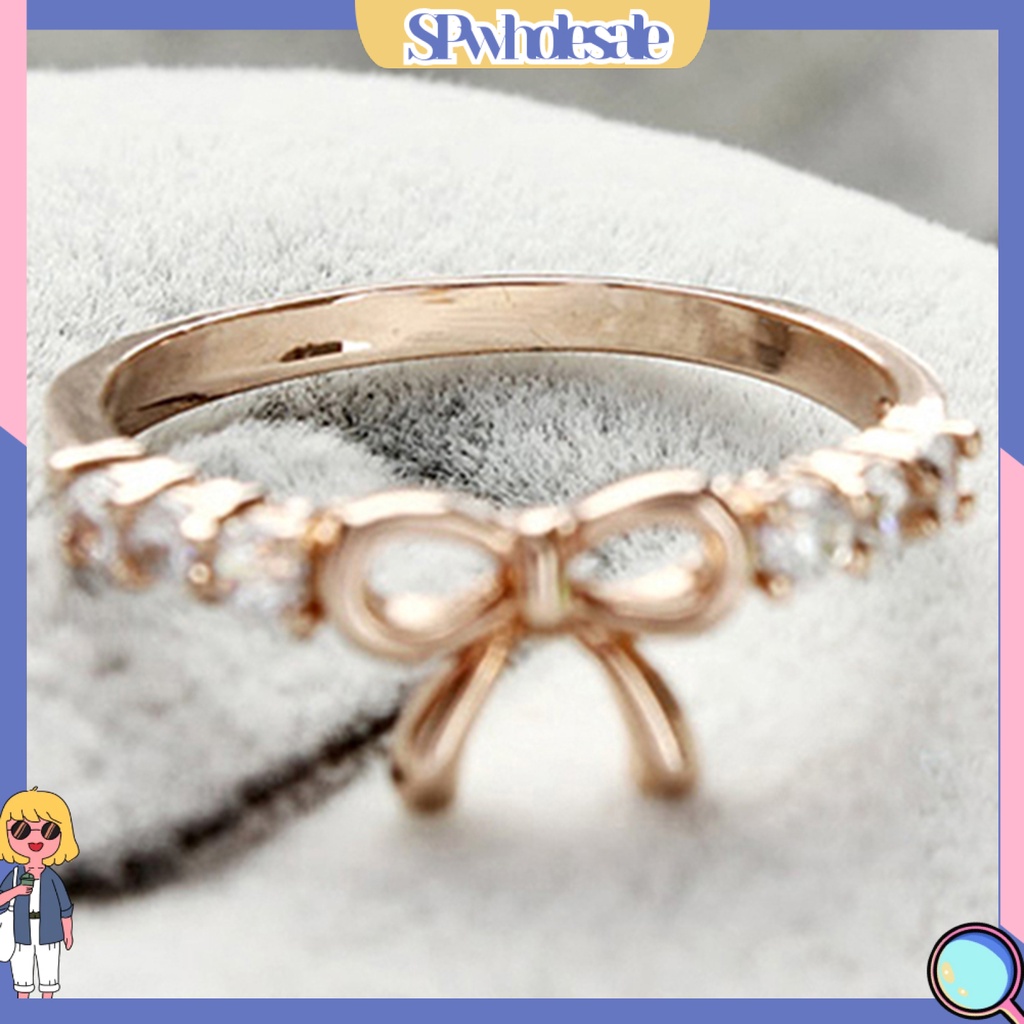 {SPwholesale} Nhẫn kim loại đính đá đơn giản thời trang dành cho nữ