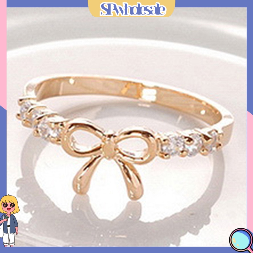 {SPwholesale} Nhẫn kim loại đính đá đơn giản thời trang dành cho nữ