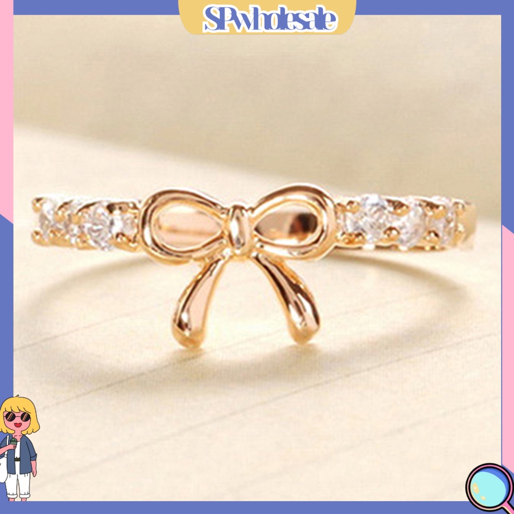 {SPwholesale} Nhẫn kim loại đính đá đơn giản thời trang dành cho nữ