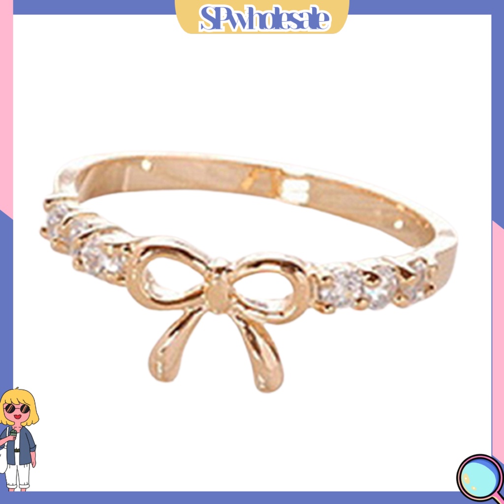 {SPwholesale} Nhẫn kim loại đính đá đơn giản thời trang dành cho nữ