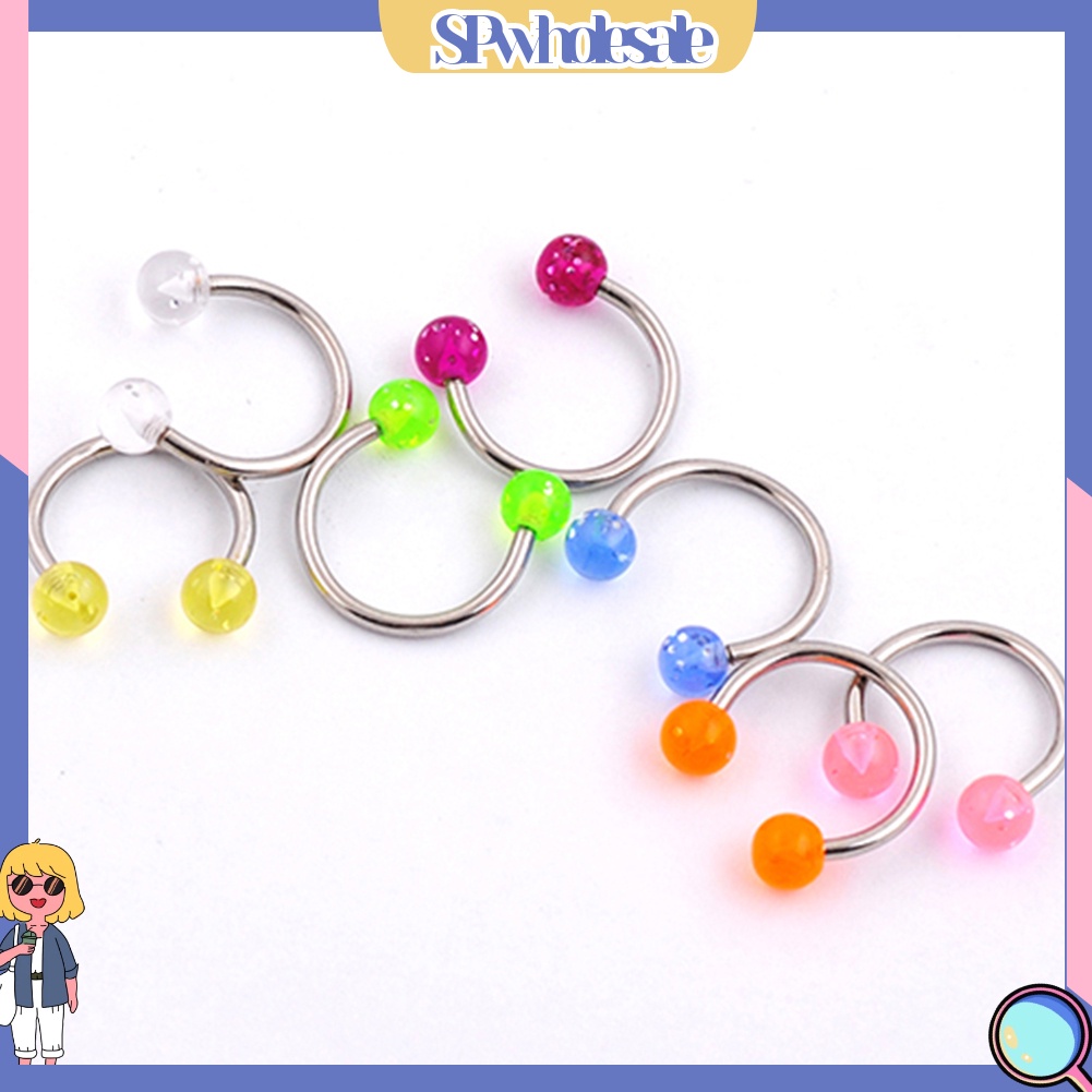 SPwholesale| Bộ 7 khuyên kẹp mũi / môi / ngực hình tròn bằng thép không gỉ chất lượng cao 16g