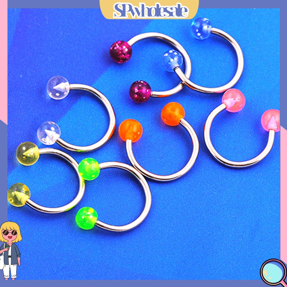 SPwholesale| Bộ 7 khuyên kẹp mũi / môi / ngực hình tròn bằng thép không gỉ chất lượng cao 16g