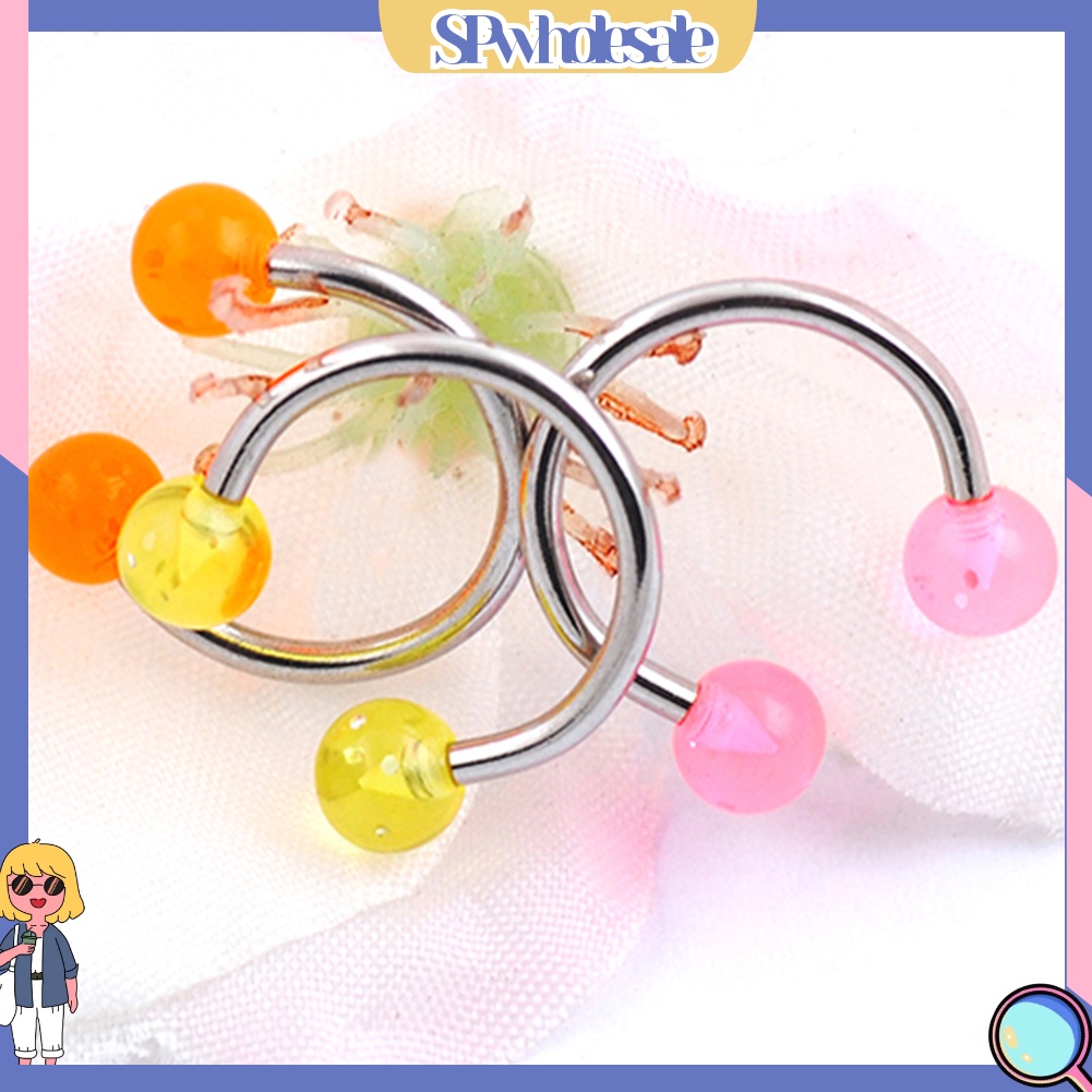 SPwholesale| Bộ 7 khuyên kẹp mũi / môi / ngực hình tròn bằng thép không gỉ chất lượng cao 16g