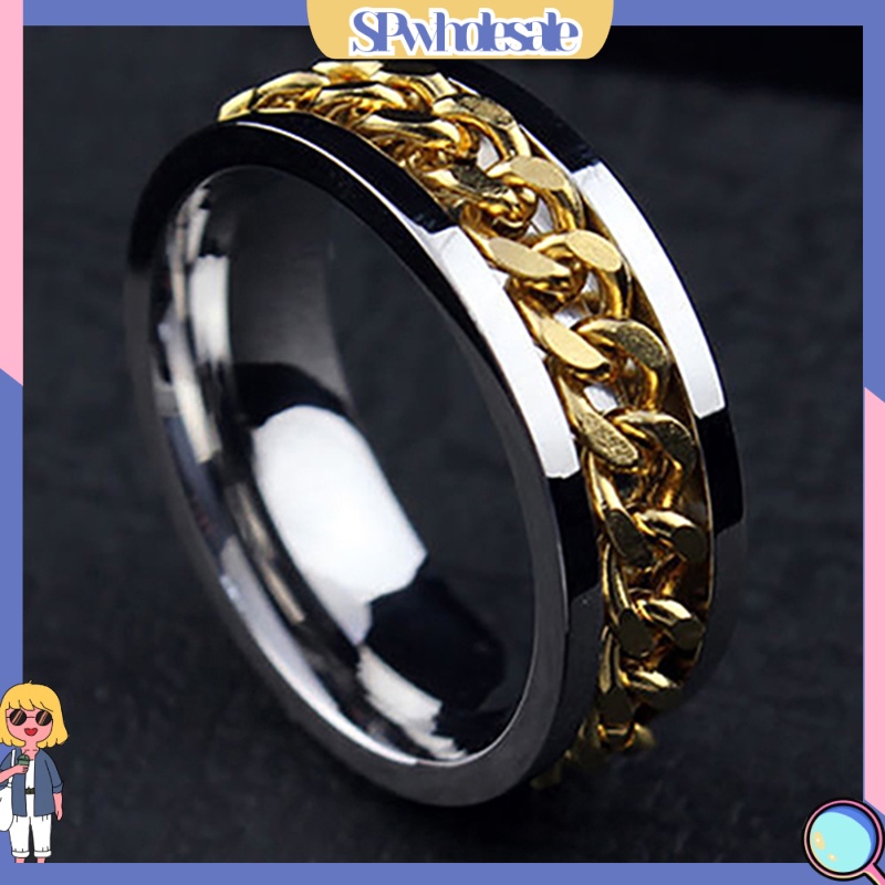 {SPwholesale} Nhẫn kiểu dáng dây xích bằng thép không gỉ thời thượng cho nữ