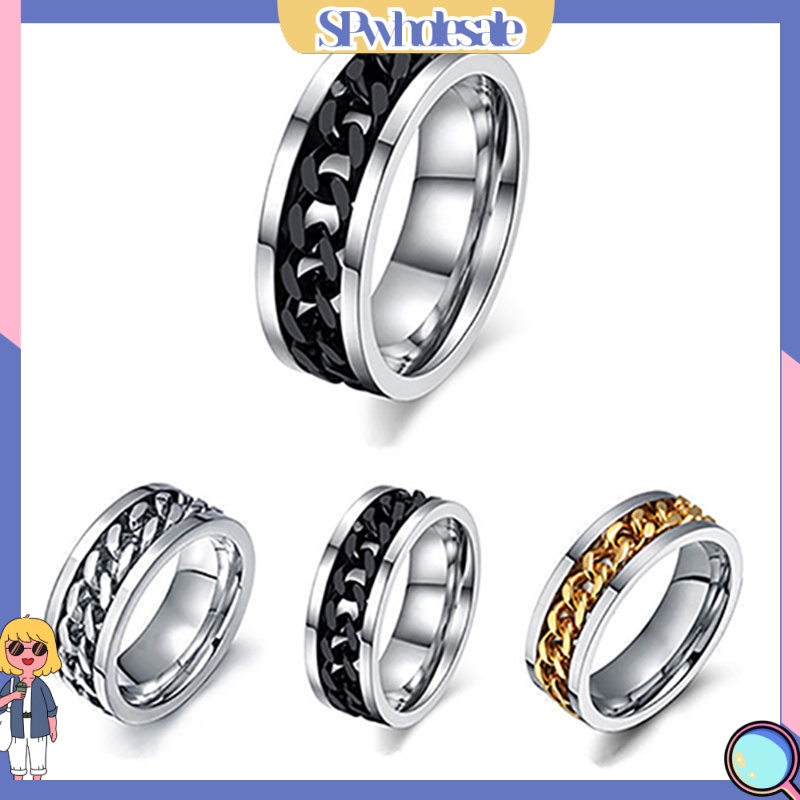 {SPwholesale} Nhẫn kiểu dáng dây xích bằng thép không gỉ thời thượng cho nữ