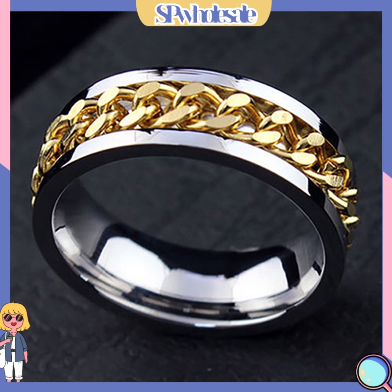 {SPwholesale} Nhẫn kiểu dáng dây xích bằng thép không gỉ thời thượng cho nữ