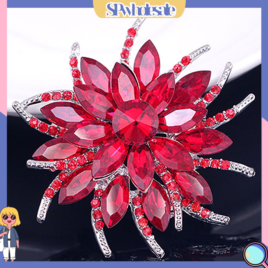 {SPwholesale} Ghim cài áo kim loại hình hoa đính đá thời trang cho nữ