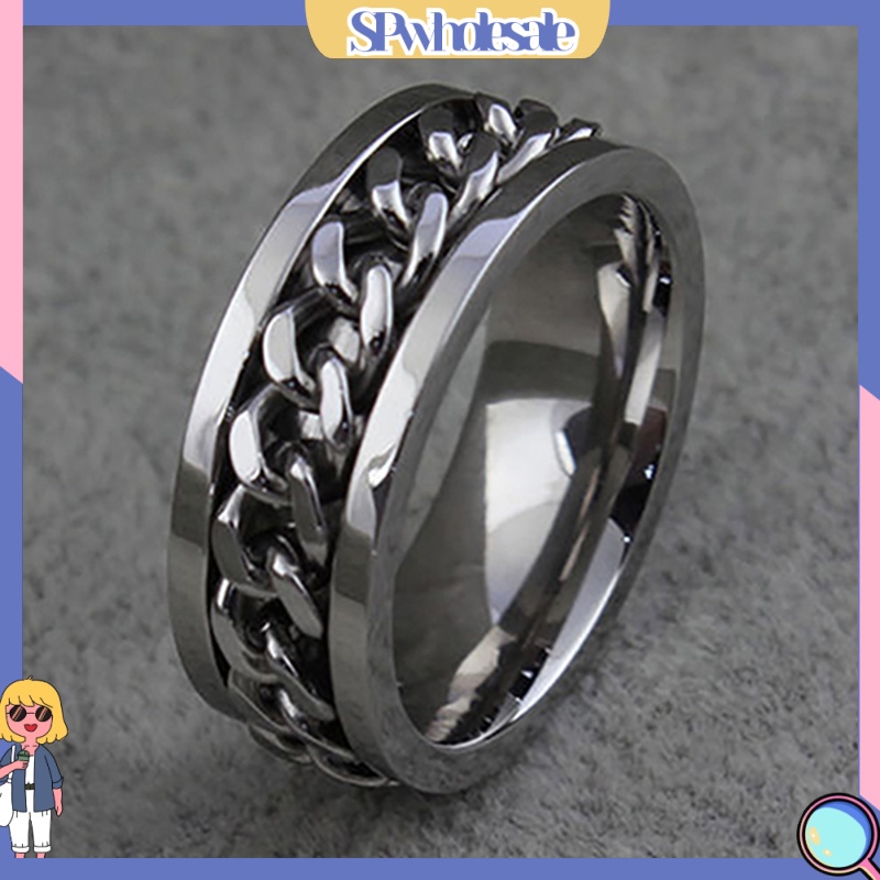 {SPwholesale} Nhẫn kiểu dáng dây xích bằng thép không gỉ thời thượng cho nữ