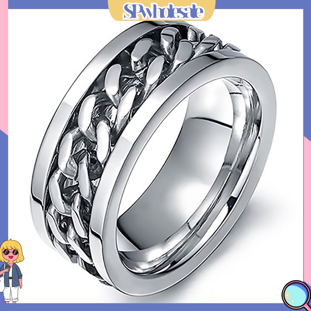 {SPwholesale} Nhẫn kiểu dáng dây xích bằng thép không gỉ thời thượng cho nữ