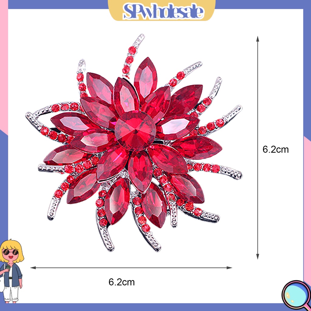 {SPwholesale} Ghim cài áo kim loại hình hoa đính đá thời trang cho nữ