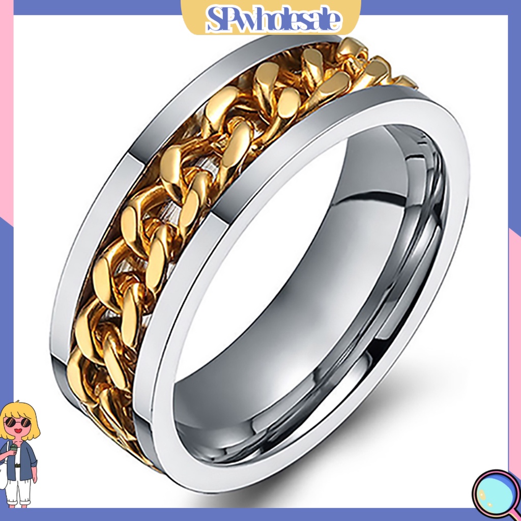 {SPwholesale} Nhẫn kiểu dáng dây xích bằng thép không gỉ thời thượng cho nữ