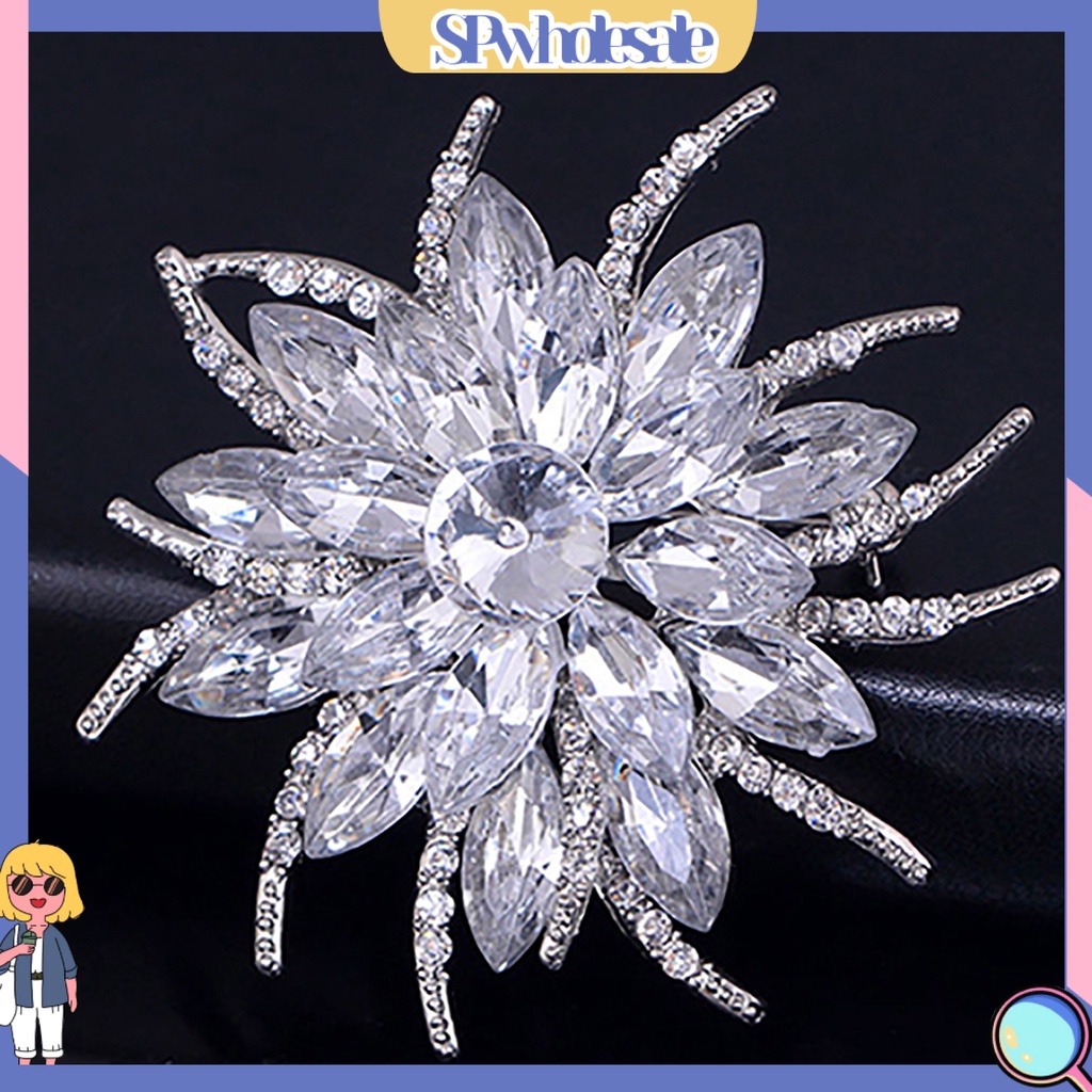{SPwholesale} Ghim cài áo kim loại hình hoa đính đá thời trang cho nữ