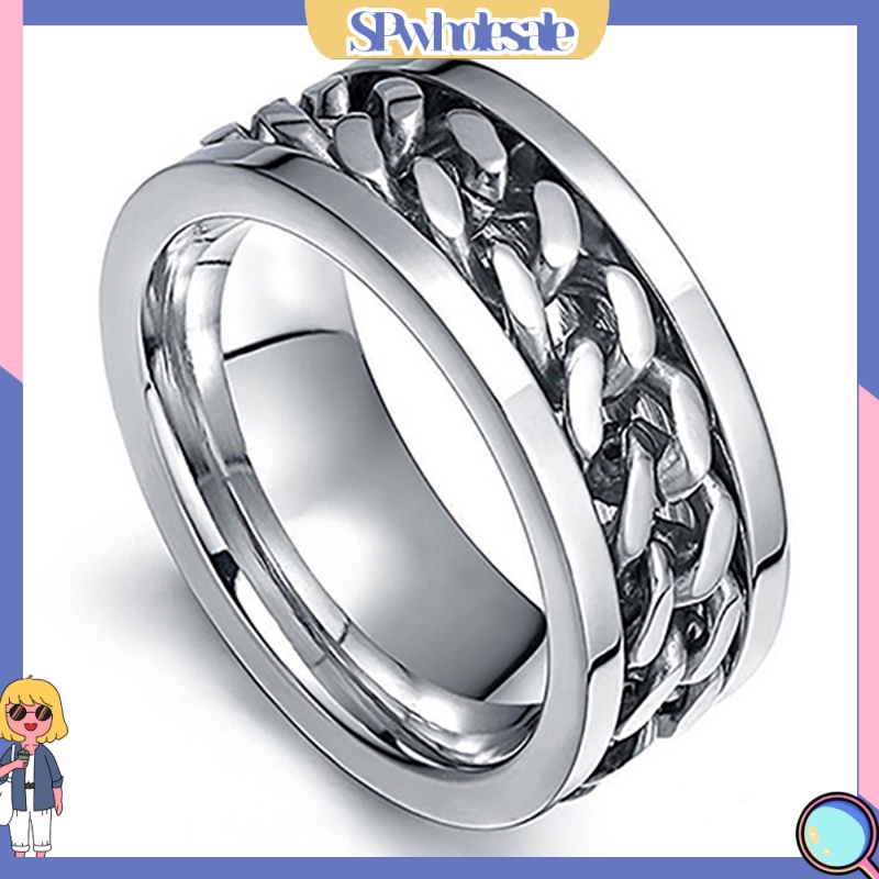 {SPwholesale} Nhẫn kiểu dáng dây xích bằng thép không gỉ thời thượng cho nữ