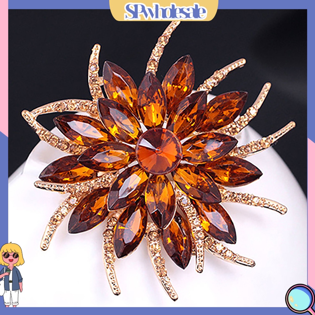 {SPwholesale} Ghim cài áo kim loại hình hoa đính đá thời trang cho nữ