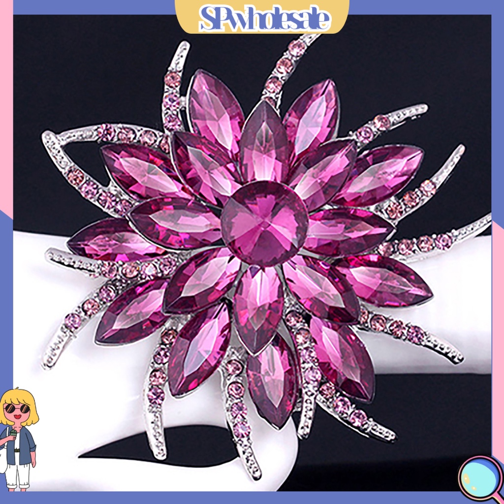 {SPwholesale} Ghim cài áo kim loại hình hoa đính đá thời trang cho nữ