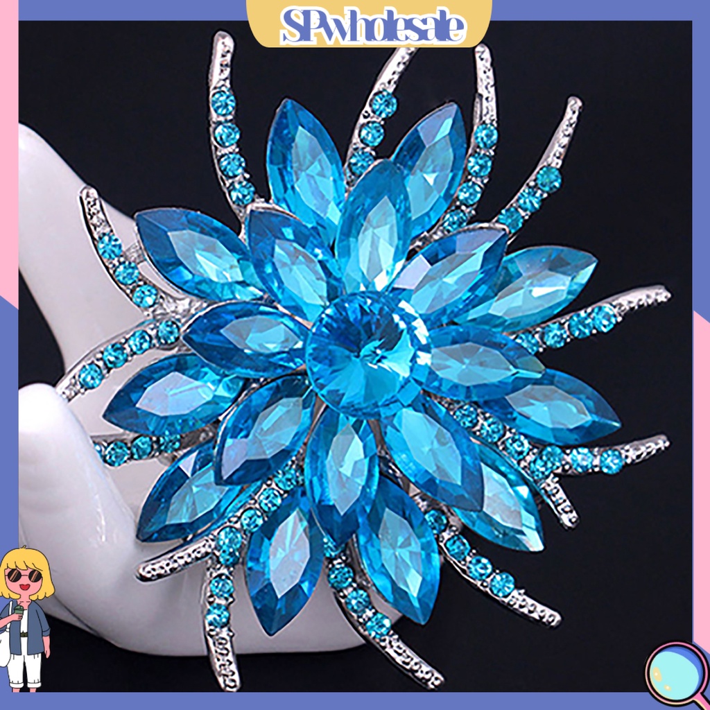 {SPwholesale} Ghim cài áo kim loại hình hoa đính đá thời trang cho nữ