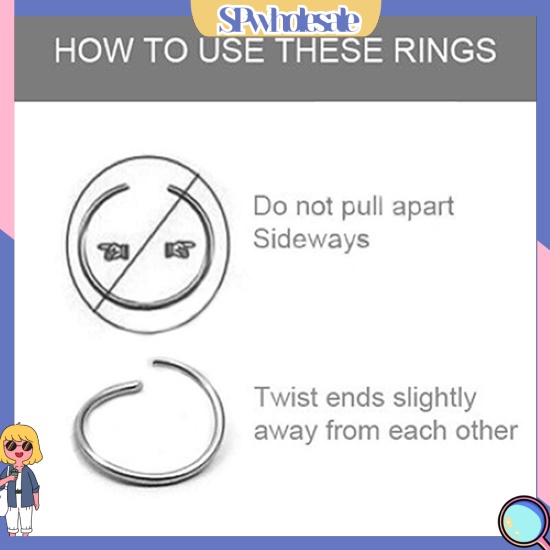 SPwholesale| Khuyên mũi 6/8/10mm bằng khép cao cấp tiện dụng