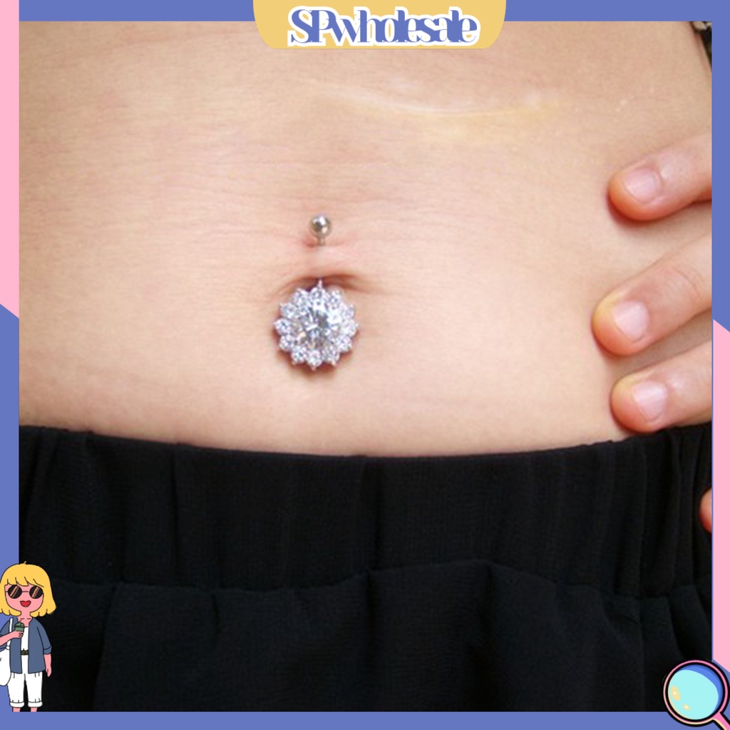 [SPwholesale] Khuyên rốn đính đá dạng thanh tạ độc đáo